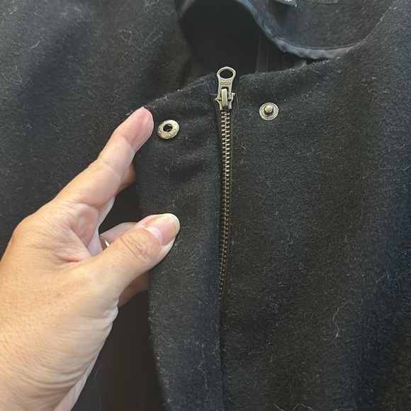 BANANA REPUBLIC black wool collarless zip front tie waist jacket Medium - Picture 4 of 5
